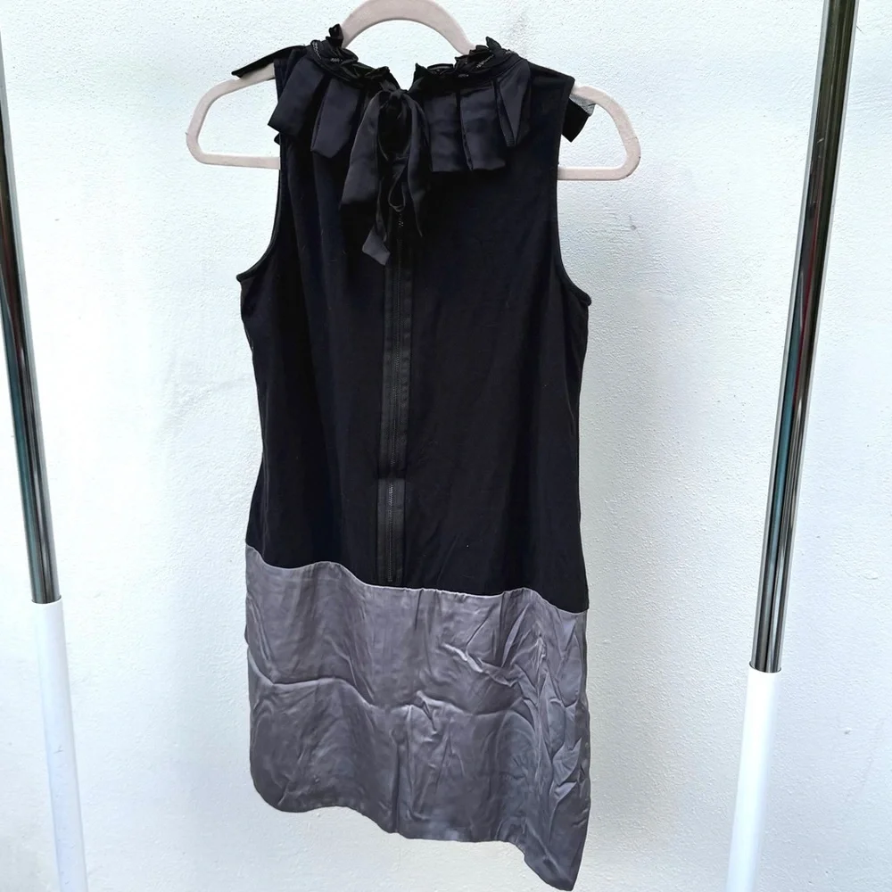 Y2K Black & Grey Ruffle Studded Office Siren Dress Size Medium - Picture 4 of 5